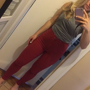 Red skinny jeans from tobi